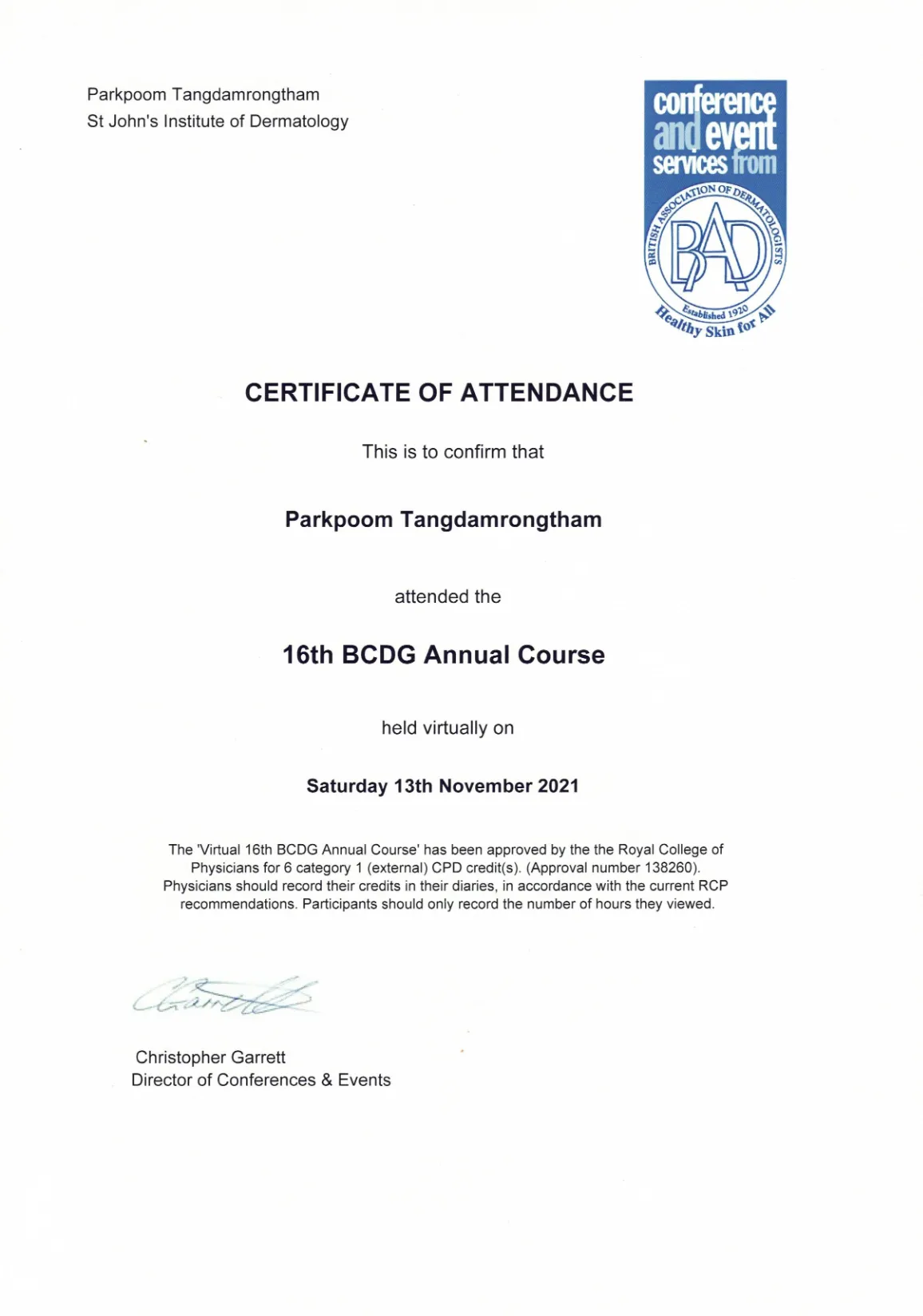 British Association of Dermatologists · 2021